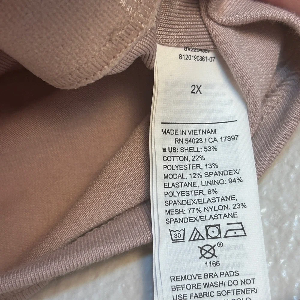 Old Navy Active PowerChill High Neck Shelf Bra Tank Top Mauve 2X 8120190361-07